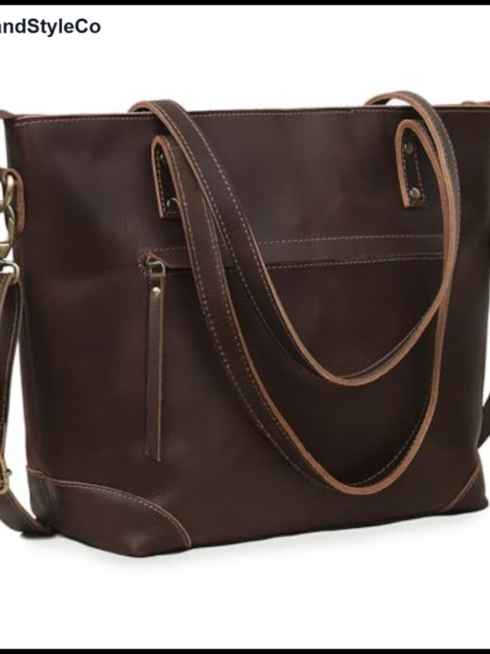 Genuine Leather Tote Bag Large Handmade Shoulder Bag Adjustable Strap Work